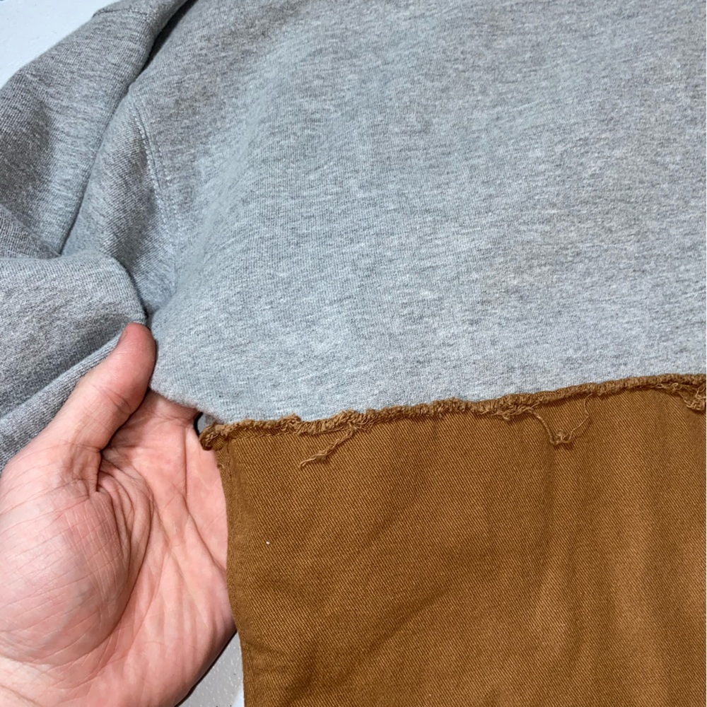 MNML Outerwear Oversized Gray & Brown Mash Up Hoodie | Size Medium - Picture 15 of 16